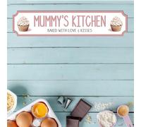 Personalised Mum's Kitchen Street Sign Plaque - Custom Name Kitchen Decor Gift - Nanny's Kitchen Any Name Street Sign Gift Plaque Various Sizes (Pink, MDF Wood - Medium 39cm x 8.5cm)