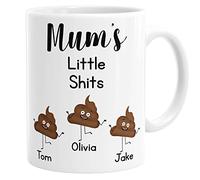 Personalised Mum's Little Shits Mug, Mother's Day, Custom Kids Names, Funny Coffee Mug, Tea Cup, for Mum, Birthday, Christmas
