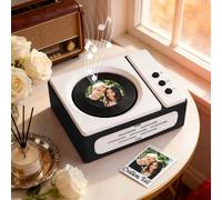 Personalised Music Box Mini Vinyl Record Player with Custom Photo & Song Personalised Anniversary Birthday Valentines Gifts for Women Men Music Lover Husband Boyfriend Couples (Lover)