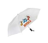 Personalised Music Elements Any Name Music Lover Gift for Men/Women Boy/Girl Unisex Birthday Present Gift idea White Umbrella. (Foldable Mini Umbrella)