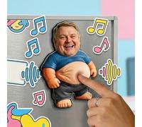 Personalised Music Fridge Magnet, Funny Custom Face Squishy Acrylic Magnet with Pressable Belly, Novelty Stress Relief Gift for Fathers Day, Birthday, Couples & Friends (2/3 Pack) (02)