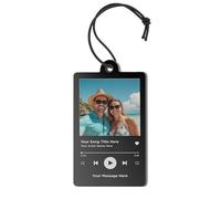 Personalised Music Photo Car Ornament - Custom Black Hanging Car Charm with Photo & Message - Rearview Mirror Gift for Driving Test Pass, Music Lovers or First Car