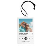 Personalised Music Photo Car Ornament - Custom Clear Hanging Car Charm with Photo & Message - Rearview Mirror Gift for Driving Test Pass, Music Lovers or First Car