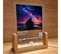 Personalised Music Plaque with Custom Photo & QR Code - Acrylic LED Night Light - Romantic Couples Gift
