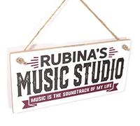 Personalised Music Studio Hanging Plaque - Music Is The Soundtrack Of My Life decorative studio door sign