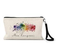 Personalised Music Teacher Gift, Personalised Pencil Case, Thank You Present, Appreciation Week, Christmas, Graduation or Birthday Keepsake, Rainbow Musical Notes Design, 15 x 24 cm with Strap