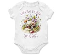 Personalised My 1st Easter Bonnet Babygrow Easter Gifts for Baby Boy Girl Babies Vests, 6-12 Months, White