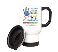 Personalised My Fingers May Be Small But I've Got My Grandad/Grandma/Any Name Themed 14 oz Travel Mug. (White Travel Mug)