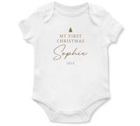 Personalised My First Christmas Babygrow for Baby Boy Girl 1st Festive Xmas Keep Sake Babies Vest, 0-3 Months, White