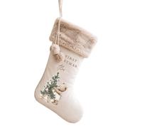 Personalised My First Christmas Santa Sack or Stocking - Teddy Bear & Christmas Tree Design with Name, Large 50 x 70cm Velvet Xmas Present Sack, Red or Cream (Stocking Ivory: Fur Trim)