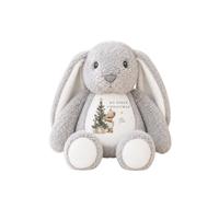 Personalised My First Christmas Soft Toy with Name - Teddy Bear & Christmas Tree Design - Bunny, Reindeer or Elf Plush - Baby’s First Christmas Keepsake Gift for Boys & Girls (Rabbit: Grey)