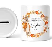 Personalised My First Halloween New Baby Gift Keepsake Piggy Bank Money Box For Babies 1st Baby Girl Boy Gifts Custom Name Coin Box Ceramic Nursery Decor