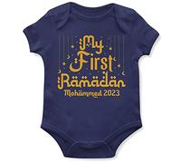 Personalised My First Ramadan Babygrow Baby Boy Girl 1st Eid Babies Vest, 3-6 Months, Navy