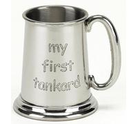Personalised My First Tankard Baby Pewter Tankard Christening Gift Engraved in Plain Card Box - Enter Your Own Custom Text