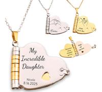 Personalised My Little Star Book Necklace, My Incredible Daughter Custom Engraved Necklace with Name and Date, Openable Multi Layer Book Jewelry with 6 Pages of Engraved Information