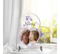 Personalised My Mummy & Me Heart Plaque | Custom Photo Gift | Butterfly Design Keepsake | Mother’s Day, Birthday, Gift for Mum, Nan, Grandma, Nanny (Lilac, Acrylic - Large 19cm x 18.5cm)