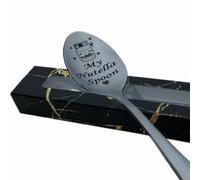Personalised My Nutella Spoon with Gift Box - Custom Laser Engraved Stainless Steel Spoons for Spread Lovers, Mums, Dads, Birthdays, Graduation - Premium Dessert Spoon with Gift Packaging, Silver