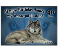 Personalised Mystical Wolf Birthday Card - Stunning !