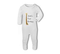 Personalised Name 1st Birthday with Giraffe Design - Baby Romper Suit - New Born