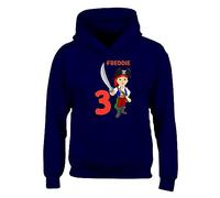 Personalised Name & Age Pirate Boys Hoody Ship BIrthday Party Gift Gift Hoodie Top Printed Design Navy Blue - Youth X-Small (Age 3-4)
