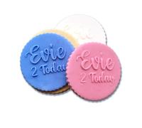 Personalised Name and Age Birthday Child's Birthday Icing Stamp Embosser Stamp Fondant for Biscuits, Cookies, Cupcake Topper Decorations for Birthdays (60mm)