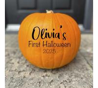 Personalised Name Baby Babies First Halloween 2024 Pumpkin Sticker Vinyl Halloween Decoration (15cm (M/L))