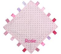 Personalised Name Baby Comforter Blanket with Satin Ribbons (Pink)