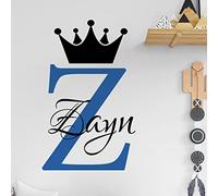 Personalised Name Baby Prince Princess Decal Wall Sticker - Initial Letter Crown [Large] [Marina]