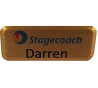 Personalised Name Badge with Magnet- Logo/Name Print Brushed Gold 62 x 25mm + Magnet