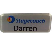 Personalised Name Badge with Magnet - Logo Print/Name Print (Brushed Silver 62 x 25mm + Magnet)