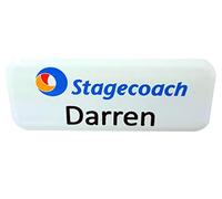 Personalised Name Badge with Magnet- Logo Print/Name Print White 62 x 25mm + Magnet …