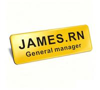 Personalised Name Badges Custom Name Badges for Work Laser Engraved Name Tags Hello My Name is Badge for School Teacher Kids Business Work Lable Sign Employee Name Plate (Yellow, Design 1)