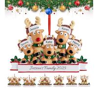 Personalised Name Bauble, Reindeers Family Christmas Decoration, 2025 Xmas Tree Decoration, Family and Pets Names Christmas Baubles Gift