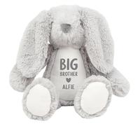 Personalised Name Big Brother Grey Bunny Rabbit Plush Cuddly Toy (Grey text)