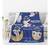 Personalised Name Blanket, Custom Baby & Kids Blanket with Name Customized, Astronaut 2 Theme