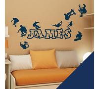 Personalised Name Boys Decal Wall Sticker - Skaters, Skateboard, Park, Skate [Medium] [Cobalt]