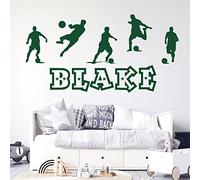 Personalised Name Boys Wall Art Sticker - Football, Soccer Game Silhouettes Theme [Medium] [Forest]