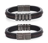 Personalised Name Bracelets for Men Infinity Leather Bracelet to My Man Bracelet Gifts for Husband Boyfriend Son Christmas, Father's Day, Valentine's Day Jewellery (B-5 name)