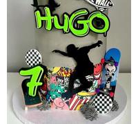 Personalised Name Charm Black And Green Graffiti style Cake Topper, Cake Charm Topper perfect for Graffiti themed cakes/skateboarding cake.