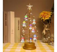 Personalised Name Christmas Tree Light Custom 1-10 Name Mini Christmas Tree With Acrylic Snowmen Pendant Home Decor Gift For Family Christmas Holiday Party (27 * 11 * 10 cm,style 3)