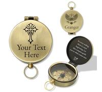 Personalised Name Compass for Hiking Survival Custom Pocket Compass With Text/Icon Engraved Vintage Compass Gift for Men Women Friend Husband Son (Engraved compass)
