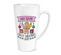 Personalised Name Crazy Christmas Lady Festive 17oz Large Latte Mug Cup