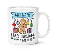 Personalised Name Crazy Christmas Man Festive 10oz Mug Cup