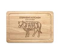 Personalised Name Cuts of Beef Meat Steak Cow Butchers Guide Rectangular Wooden Chopping Board Meat Serving Board