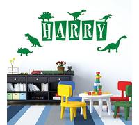 Personalised Name - Dinosaurs, T-Rex, Apatosaurus, Jurassic Era - Children's Bedroom Vinyl Wall Decal Sticker [Medium] [Meadow]