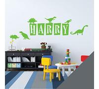 Personalised Name - Dinosaurs, T-Rex, Apatosaurus, Jurassic Era - Children's Bedroom Vinyl Wall Decal Sticker [Medium] [Dark Grey]