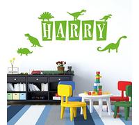 Personalised Name - Dinosaurs, T-Rex, Apatosaurus, Jurassic Era - Children's Bedroom Vinyl Wall Decal Sticker [Medium] [Lime]