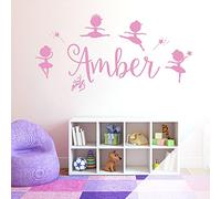 Personalised Name Girls Wall Art Sticker - Disney Baby Ballerina Little Princess, Ballet Shoes, Wand, Star [Large] [White]