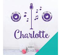 Personalised Name Girls Wall Art Sticker - Popstar, X Factor, Singer, Karaoke, Microphone, Music [Large] [Turquoise]