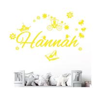 Personalised Name Girls Wall Art Sticker - Princess Fairy Tale Cinderella Story [Medium] [Lemon]
